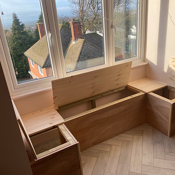 built in wooden window seat