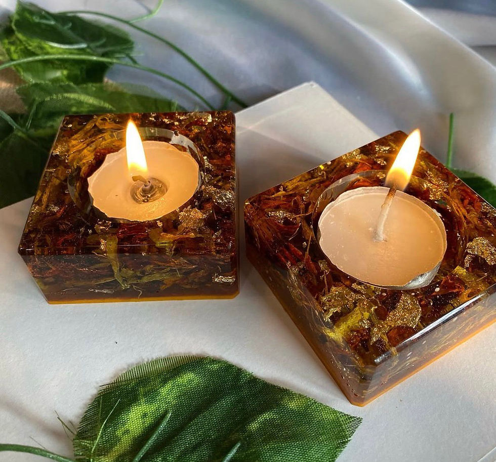 Thumbnail: Square Flower Preservation Tea Light Holder