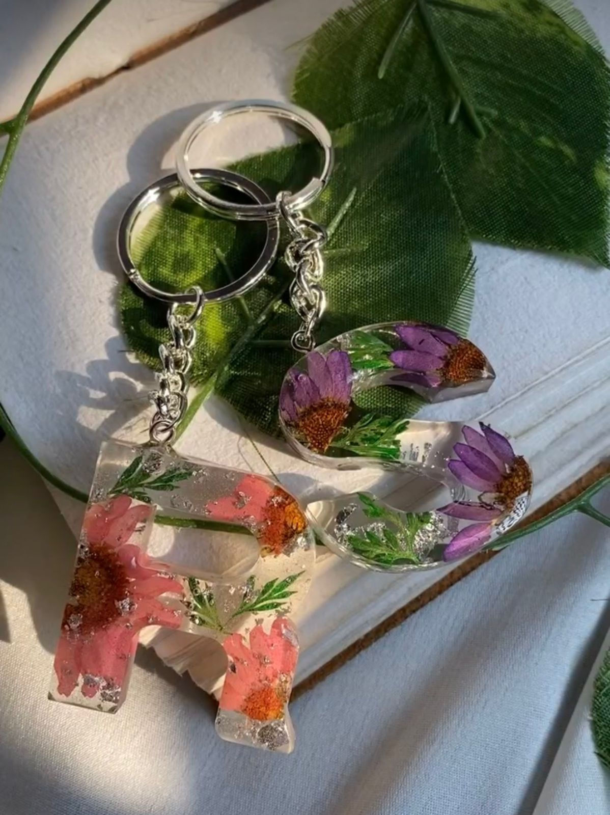 Daisy Silver Initial Keychain