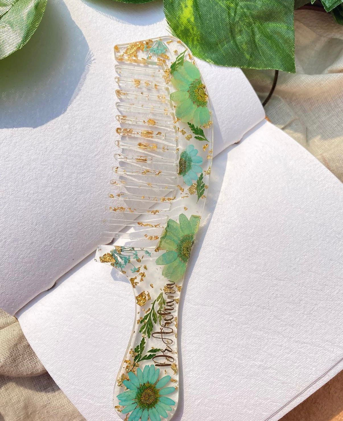 Blue Petal  Personalised Comb