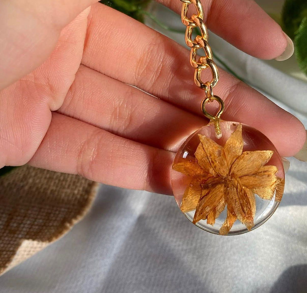 Thumbnail: Transparent Flower Preservation Gold Chain Keychain