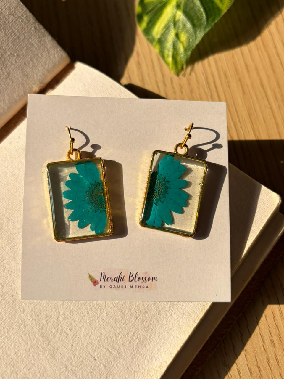 Thumbnail: Blue Daisy Drop Earrings