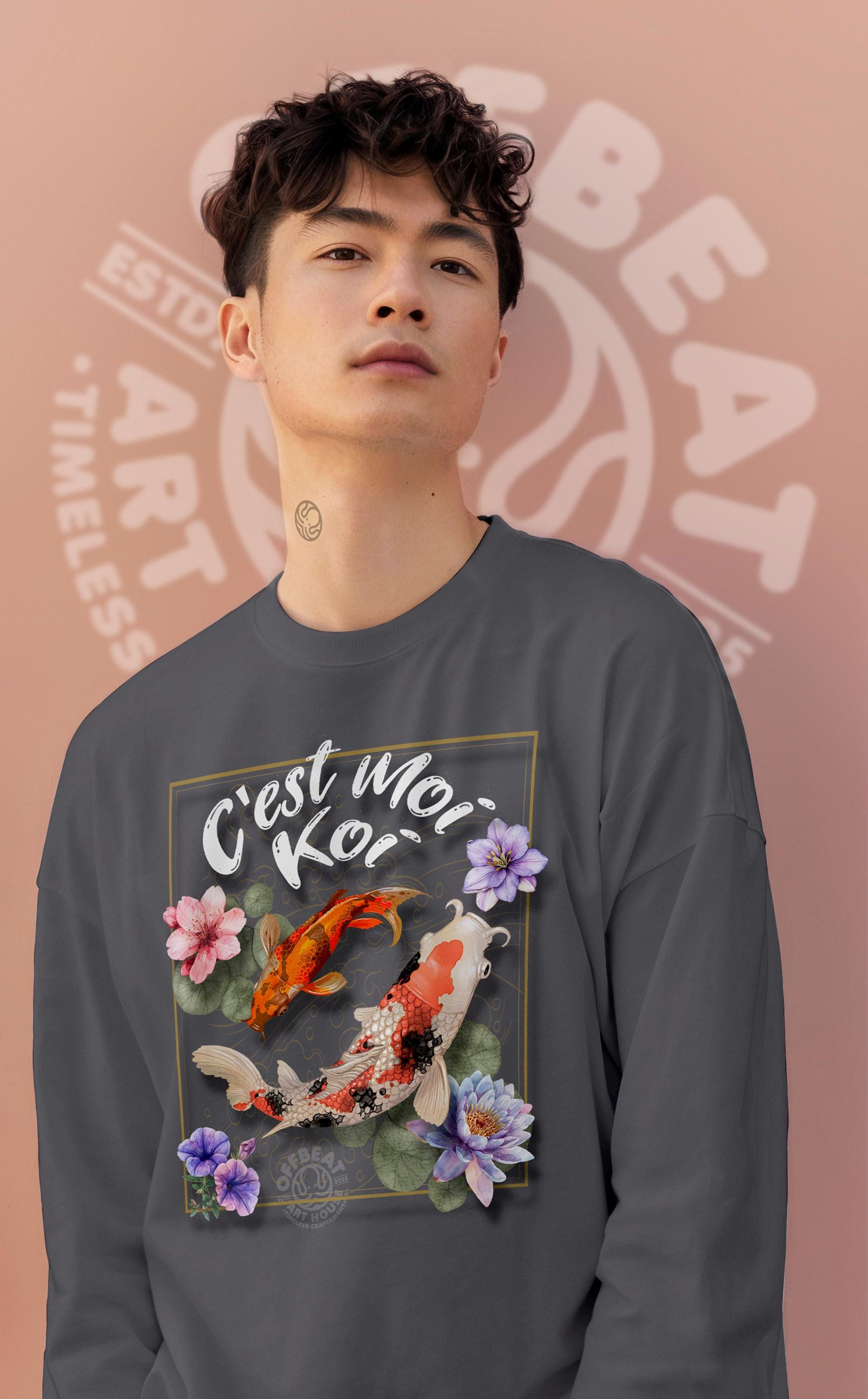 Koi Fish Floral Sweatshirt | Unisex Crewneck by Gildan