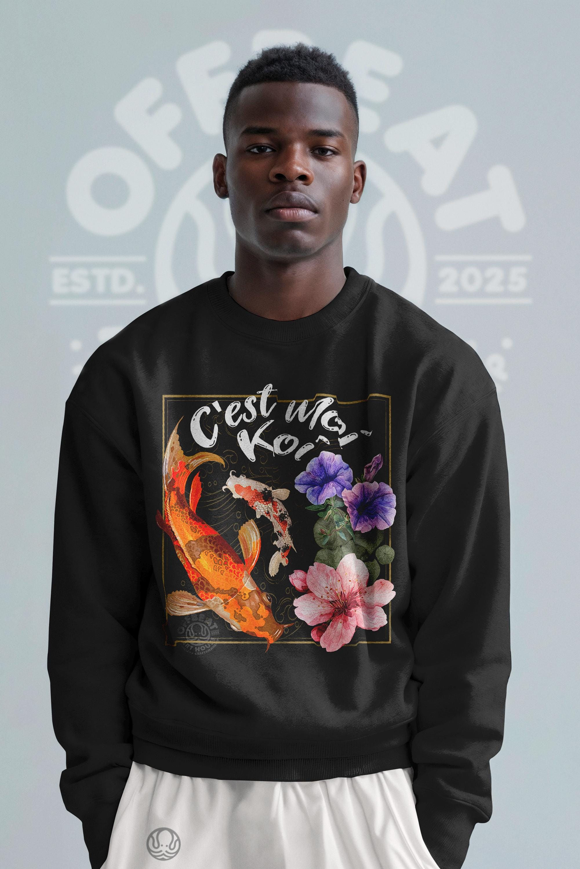 Zen Koi Fish Floral Sweatshirt | Unisex Gildan Crewneck