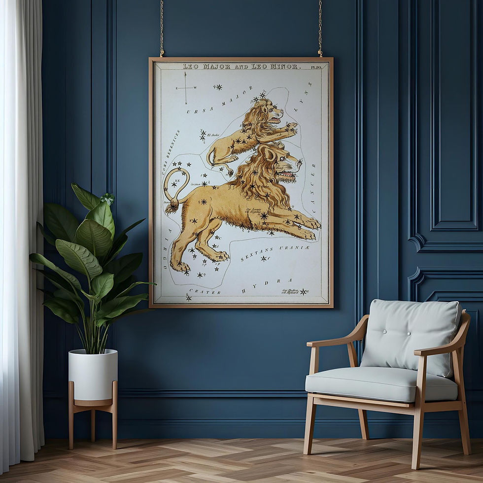 Thumbnail: Leo Zodiac Gift Vintage Constellation Poster 2:3 Framed Satin Paper Wall Art