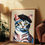 Thumbnail: Framed Bonjour Cat Poster | Funny Art Deco Cat Wall Décor 2:3 | Cat Lover Gift