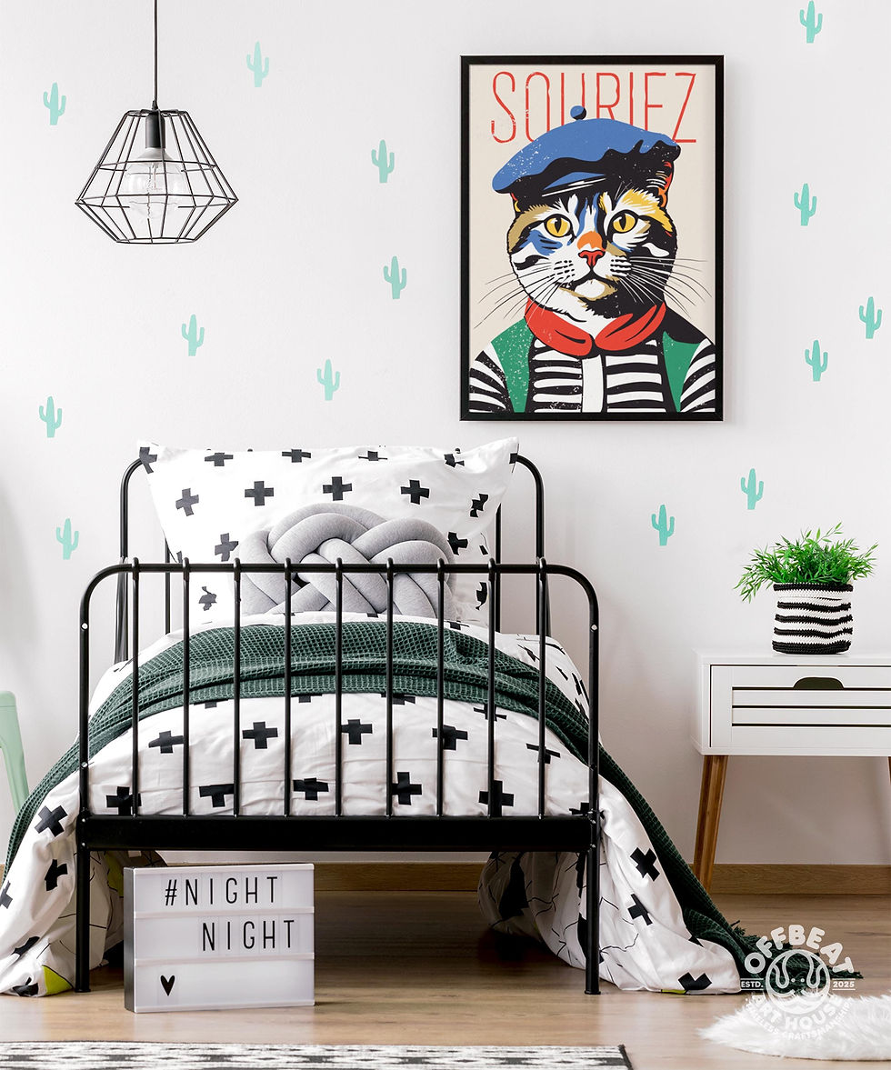 Thumbnail: Funny Cat Poster Souriez Art Deco Wall Art Unframed 2:3 Gift