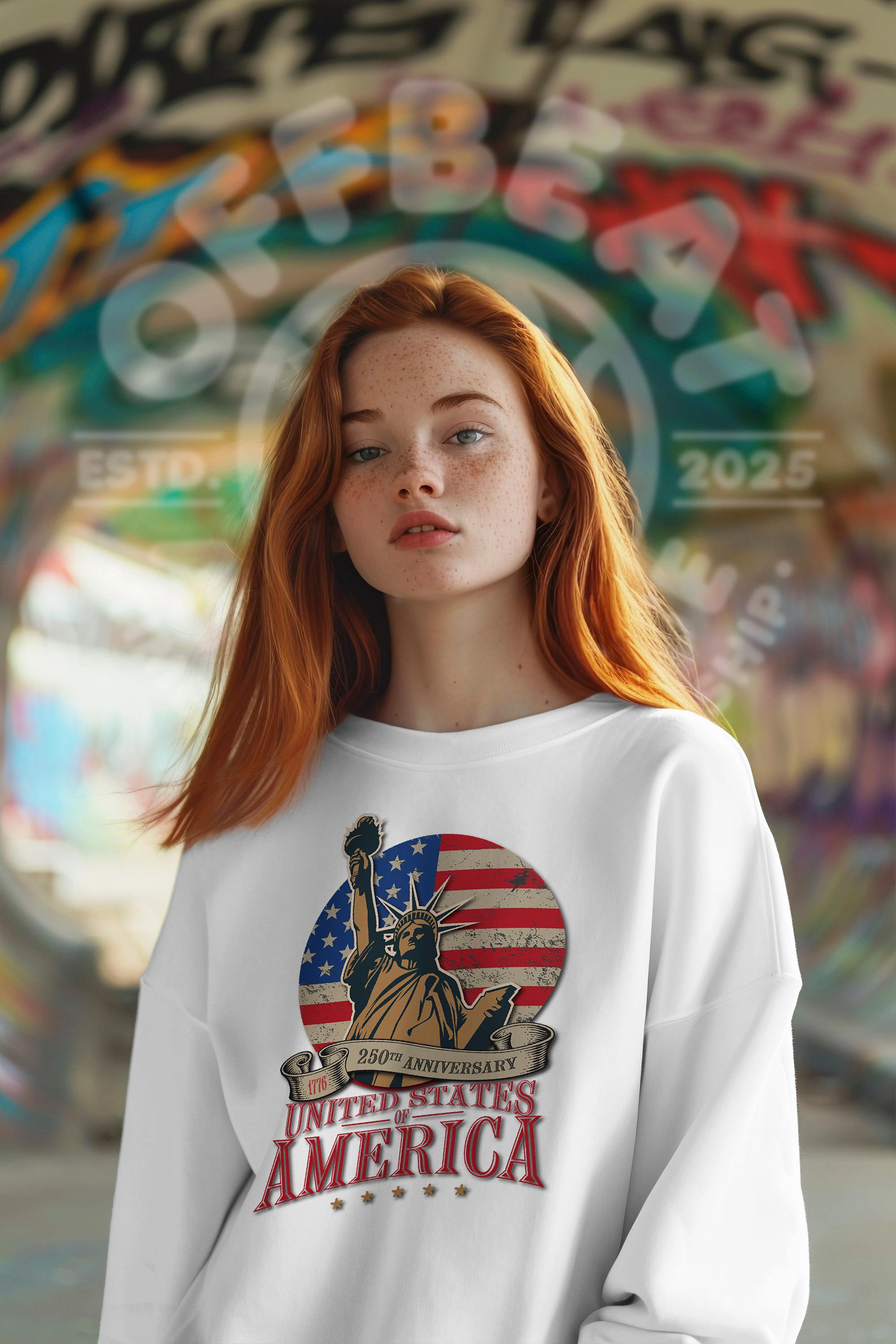 Vintage USA Flag Sweatshirt | 250th Anniversary Edition | Gildan 5400