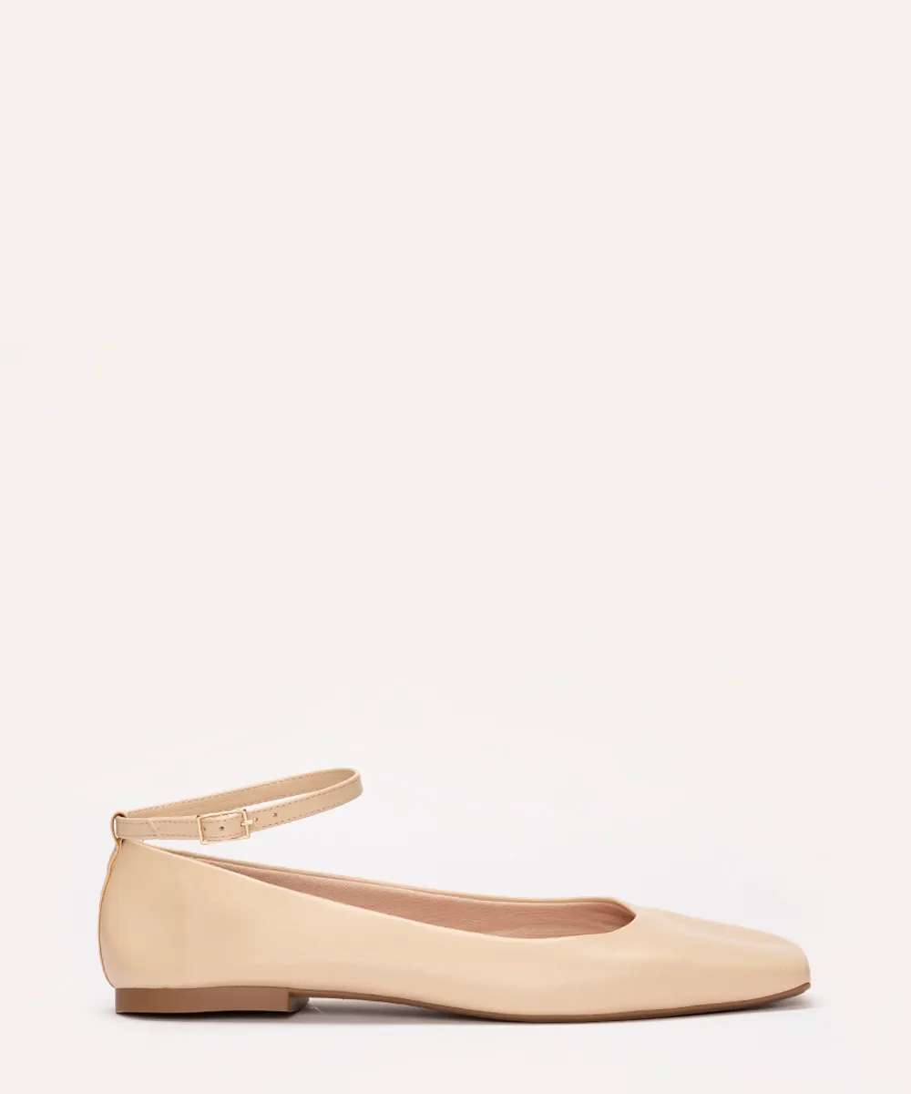 sapatilha bico quadrado bege