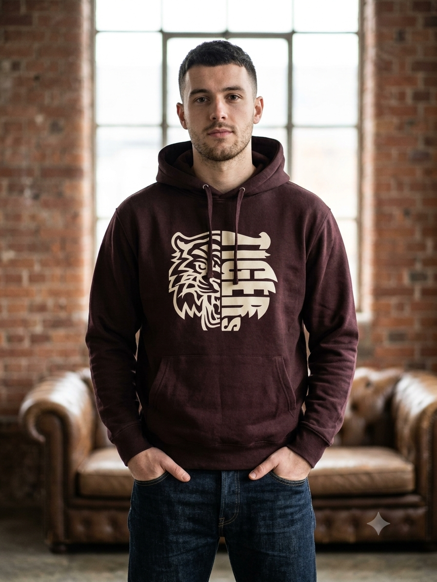 Unisex Dark Brown Hoodie 'TIGER' 'Winter Wear material' 300GSM 100% cotton