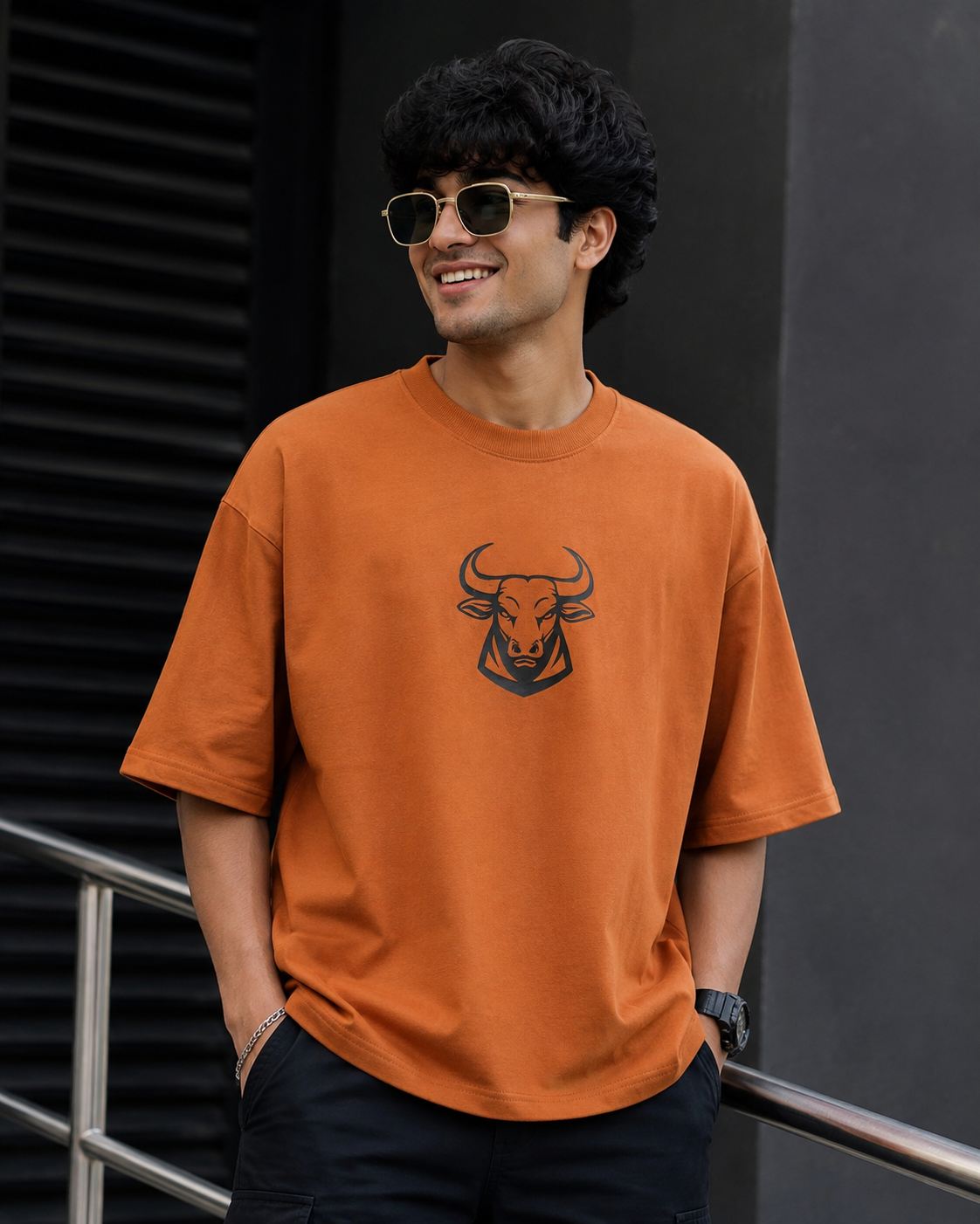 Unisex Oversized Brown Beige 'OX' T-shirt 240 GSM cotton