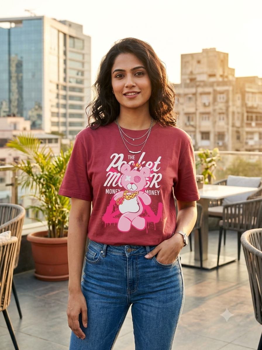 Rusty pink T-shirt Visual look( AI GENERATED)