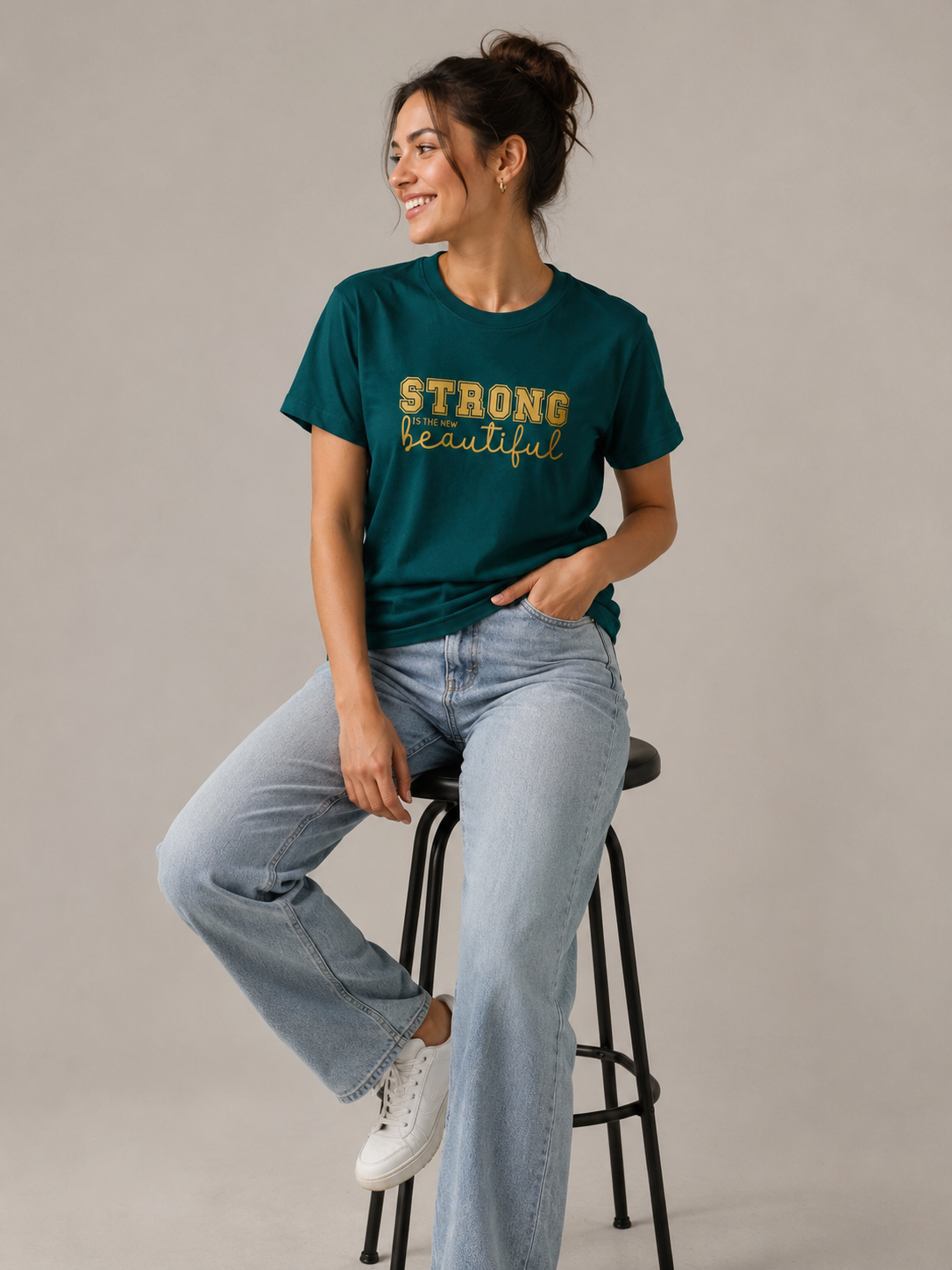 Unisex Emerald Green 180GSM 'strong is the new beautiful' T-shirt 100% cotton