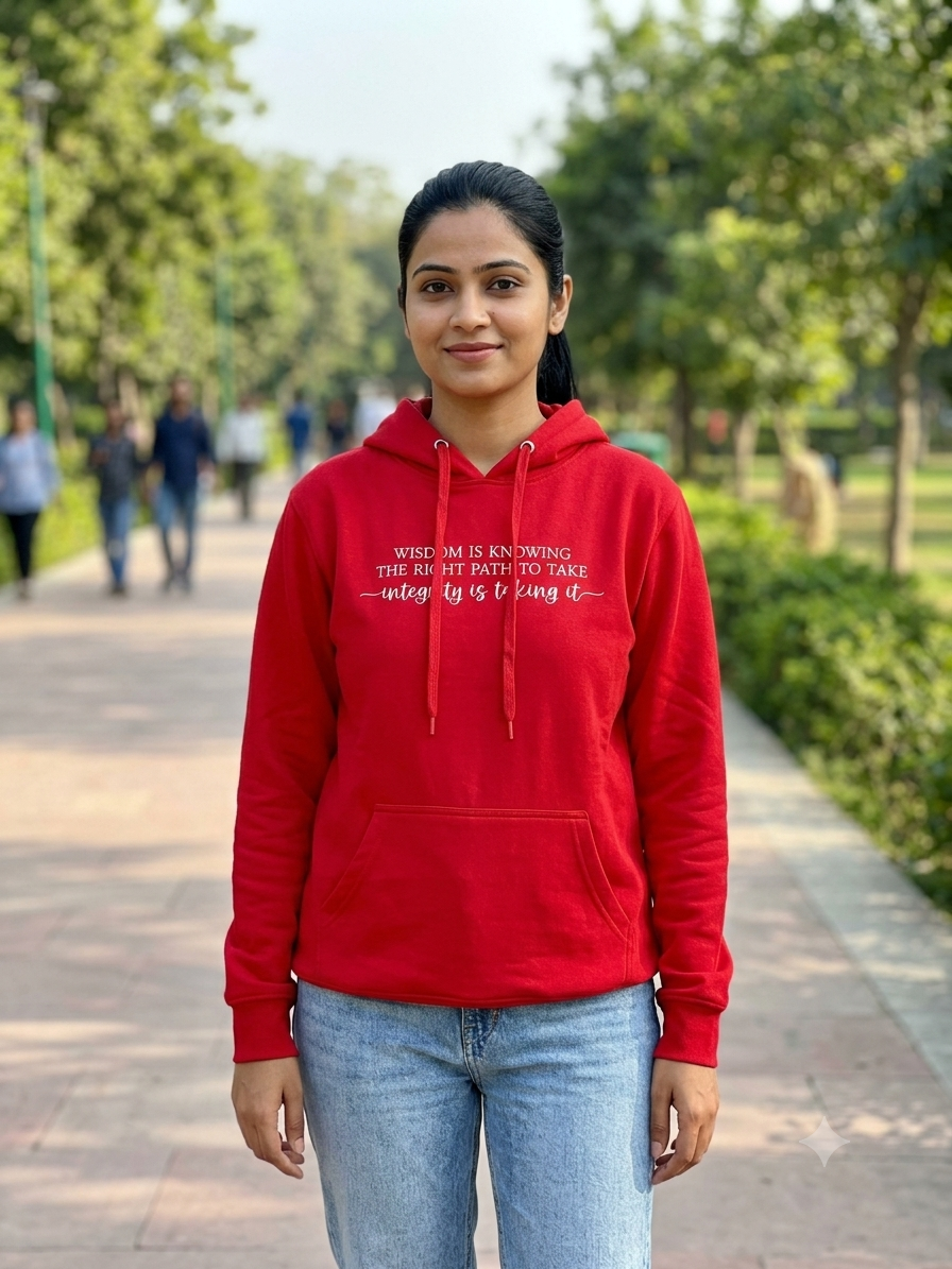 Unisex RED 'WISDOM' Hoodie 300 GSM cotton