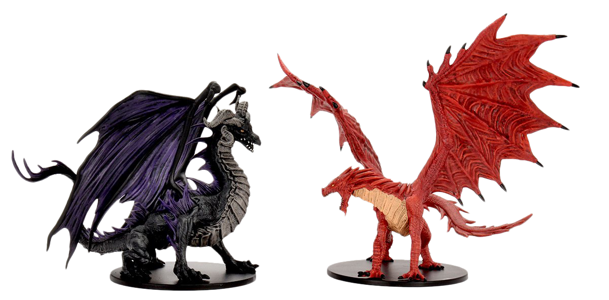 Pathfinder Battles: City of Lost Omens Premium Figure: Adult Red & Black Dragons