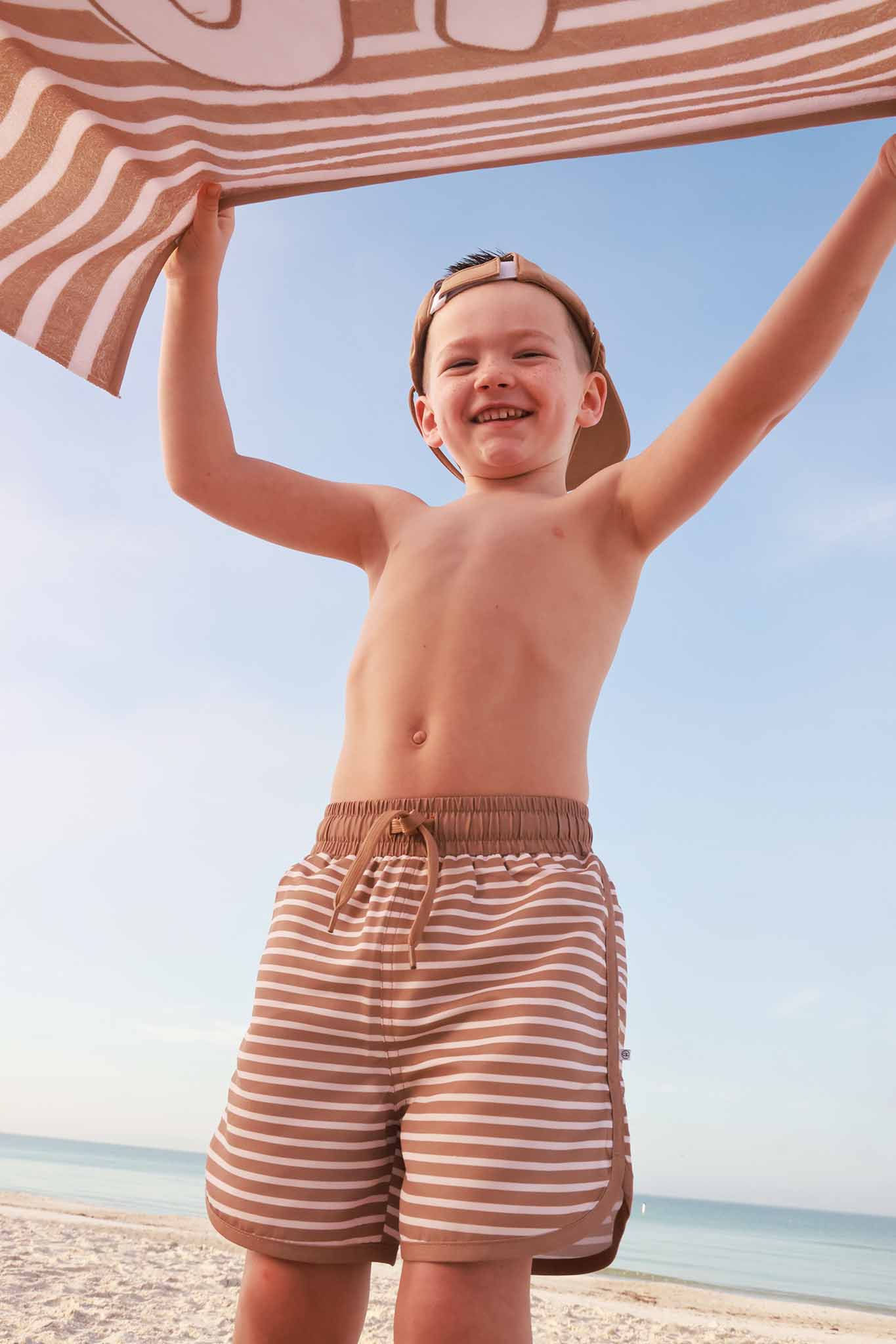 Caden Lane - Boy's Swim Trunks | Sandy Stripes