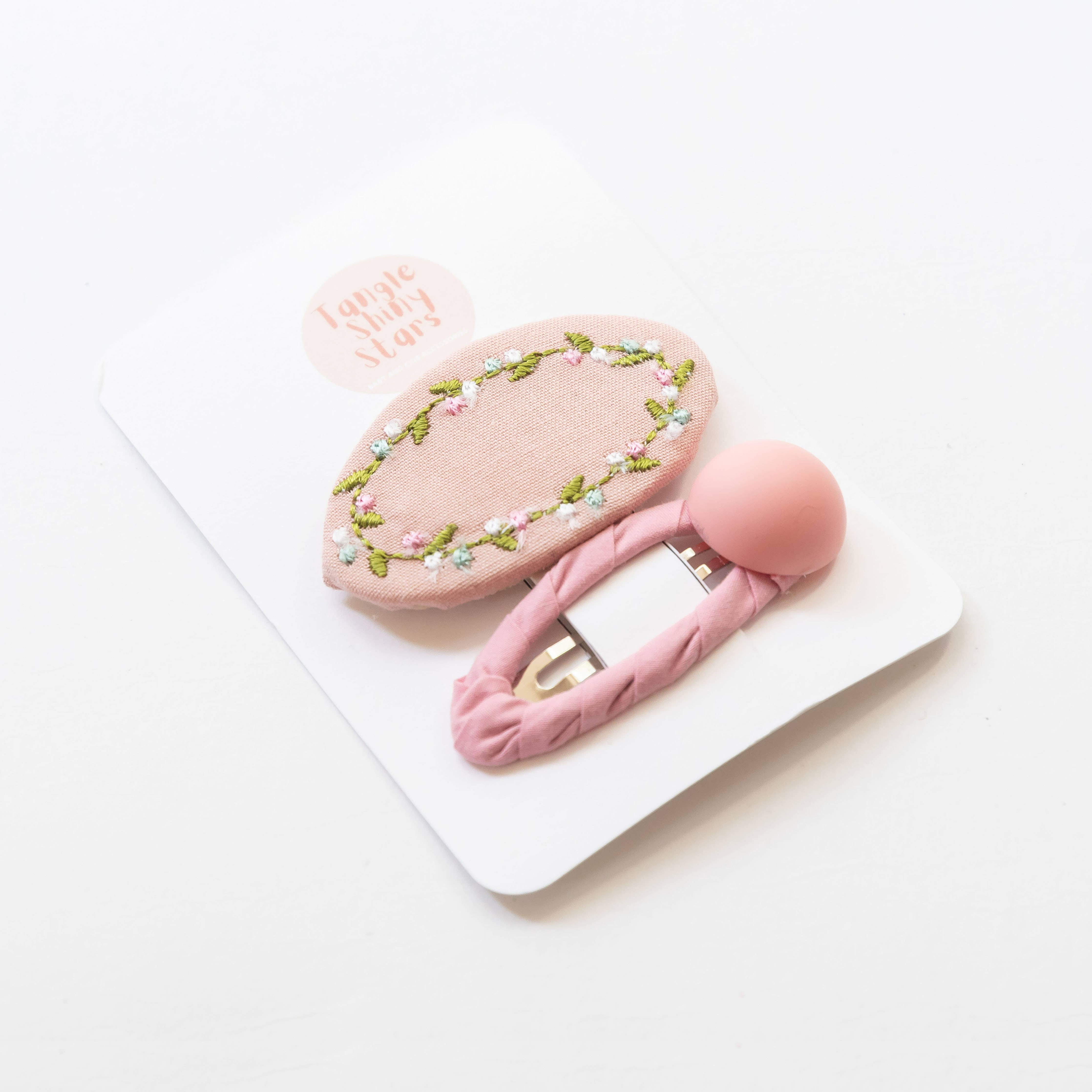 Floral Snap Hair Clips | Light Pink