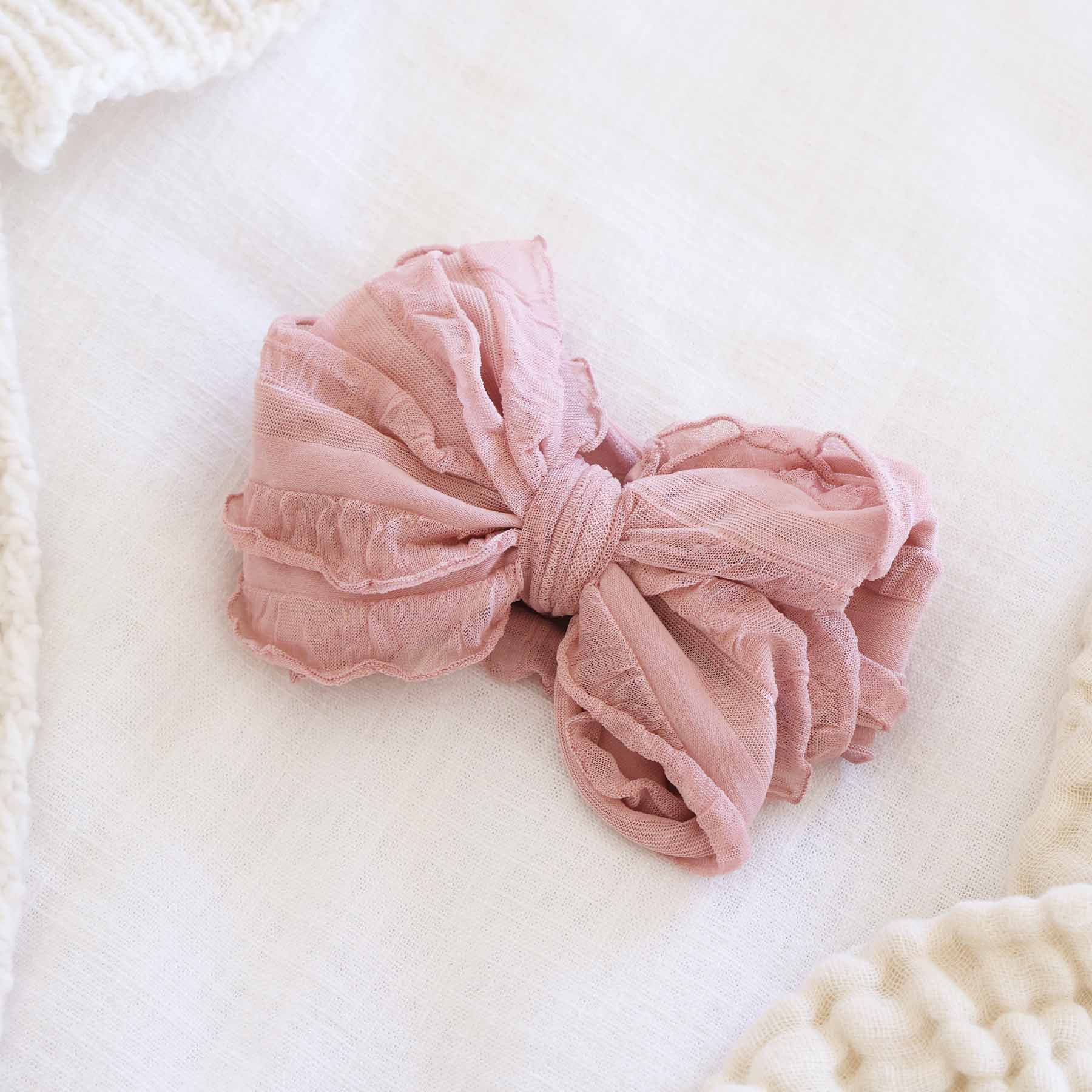 Rustic baby large pink bow