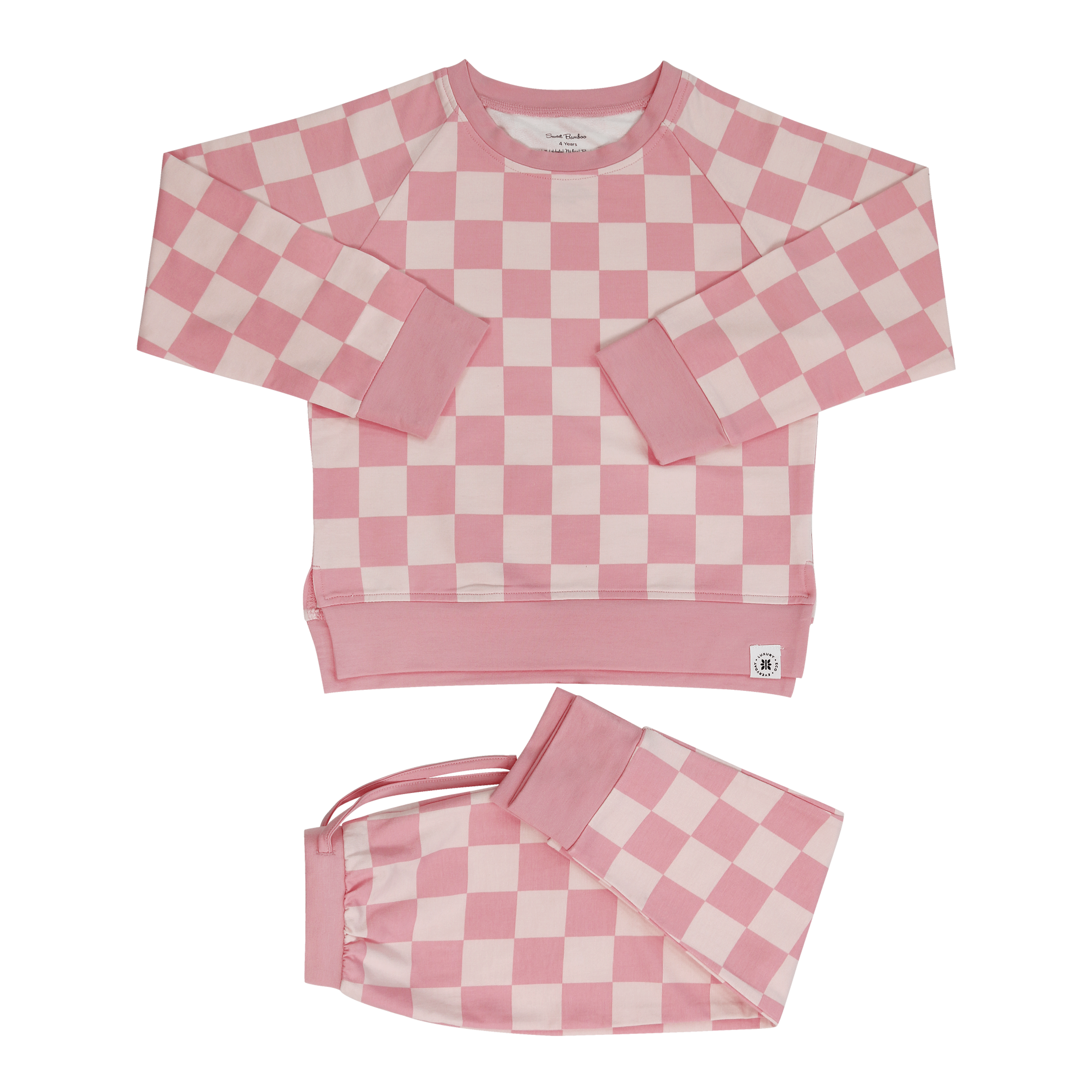 Sweet Bamboo - Checker Pink Jogger Set