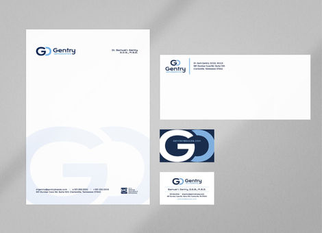 Orthodontic branding system and stationery design for Gentry Orthodontics