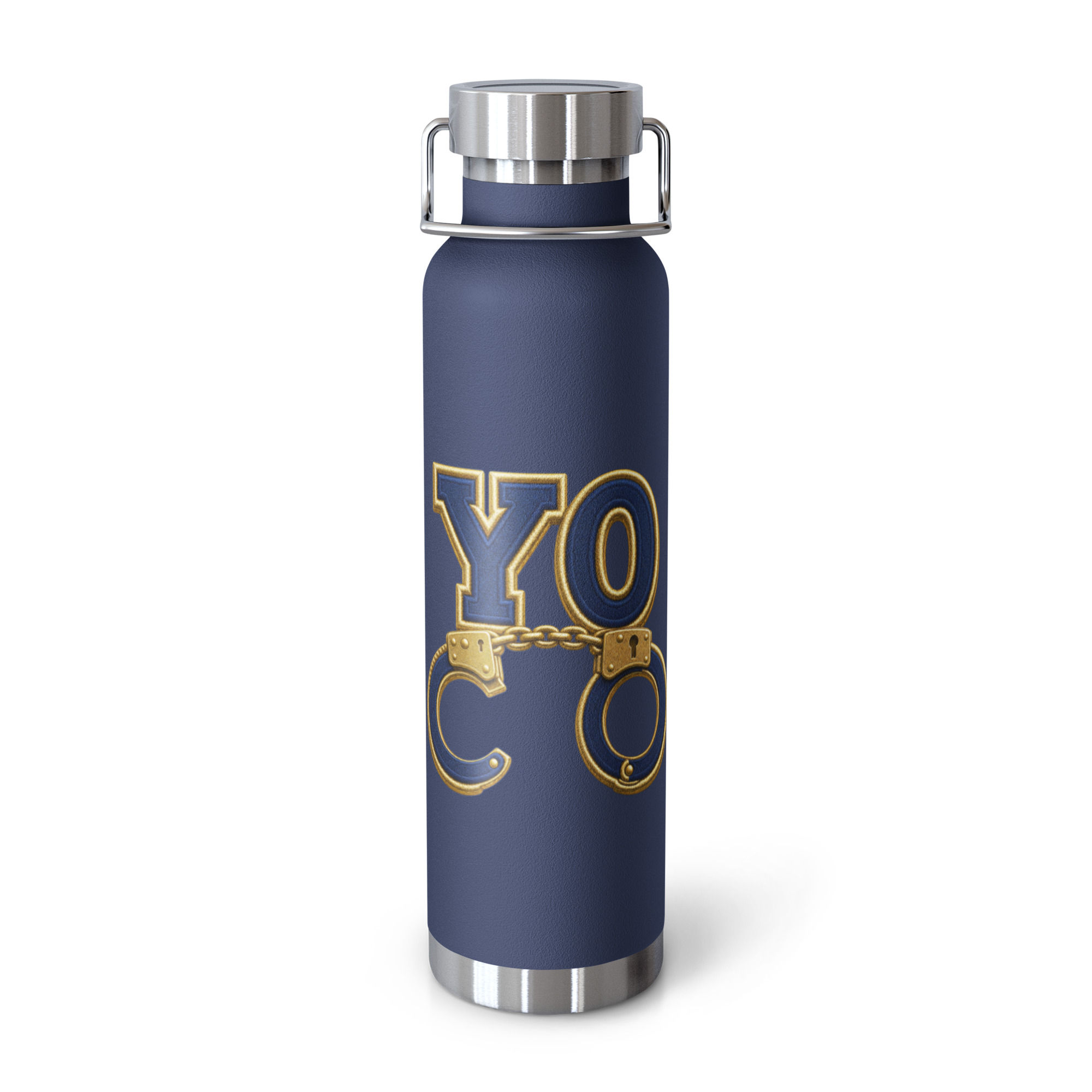 YO C/O Navy/Gold logo Copper Vacuum Insulated Bottle