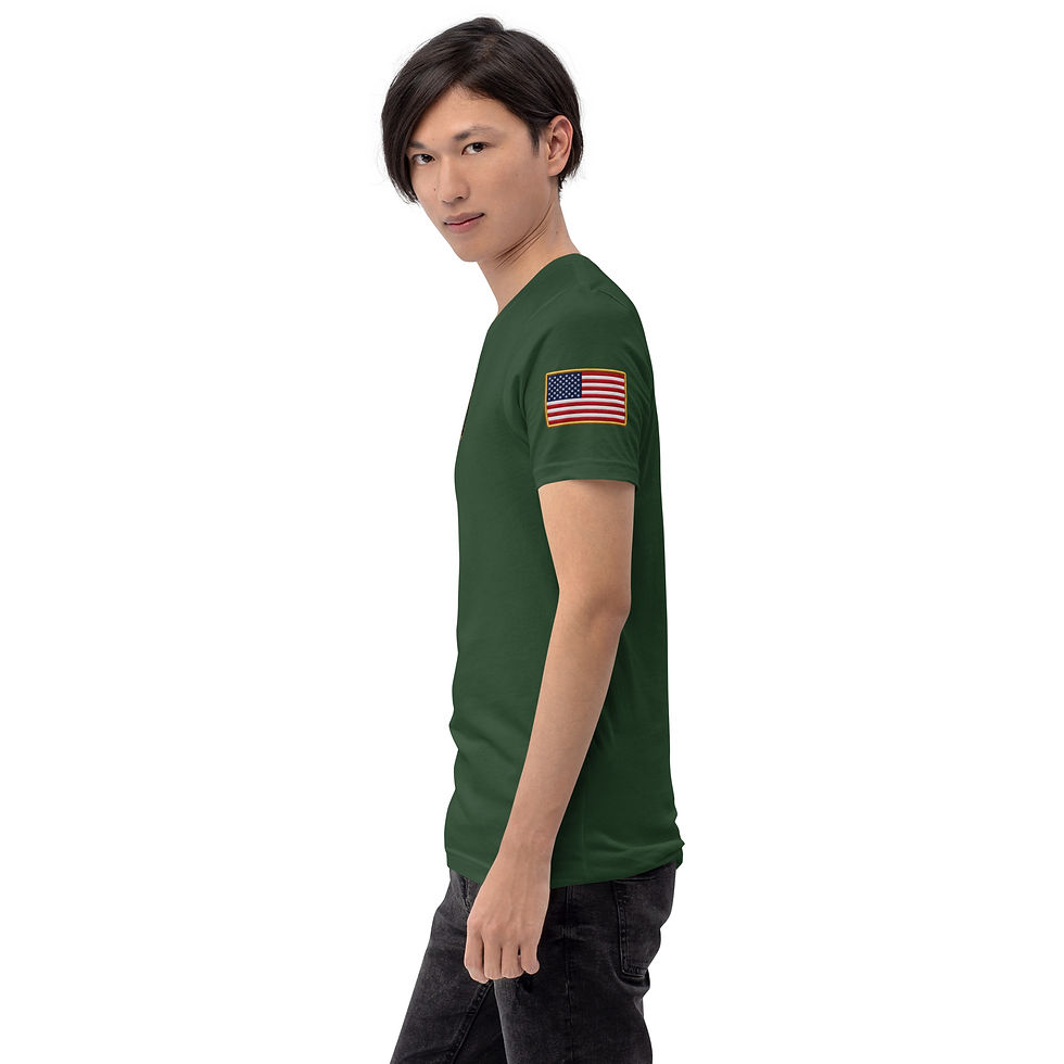 Thumbnail: YO C/O Retired Black/Gold logo USA Flag Unisex T-Shirt