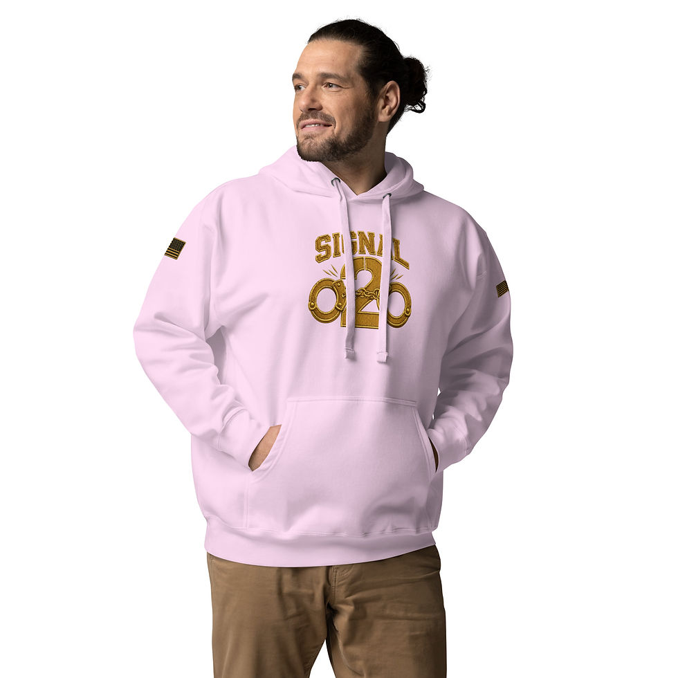 Thumbnail: Signal 2 Unisex Hoodie – Royal Gold (Flag + Logo · DTF)