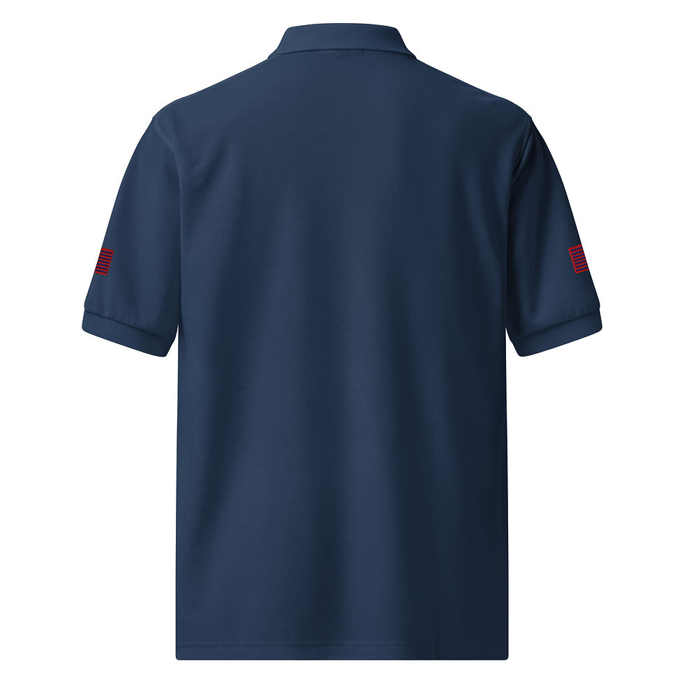 Thumbnail: Embroidered Patriotic Master C/O logo Navy/Red Men's Premium Polo