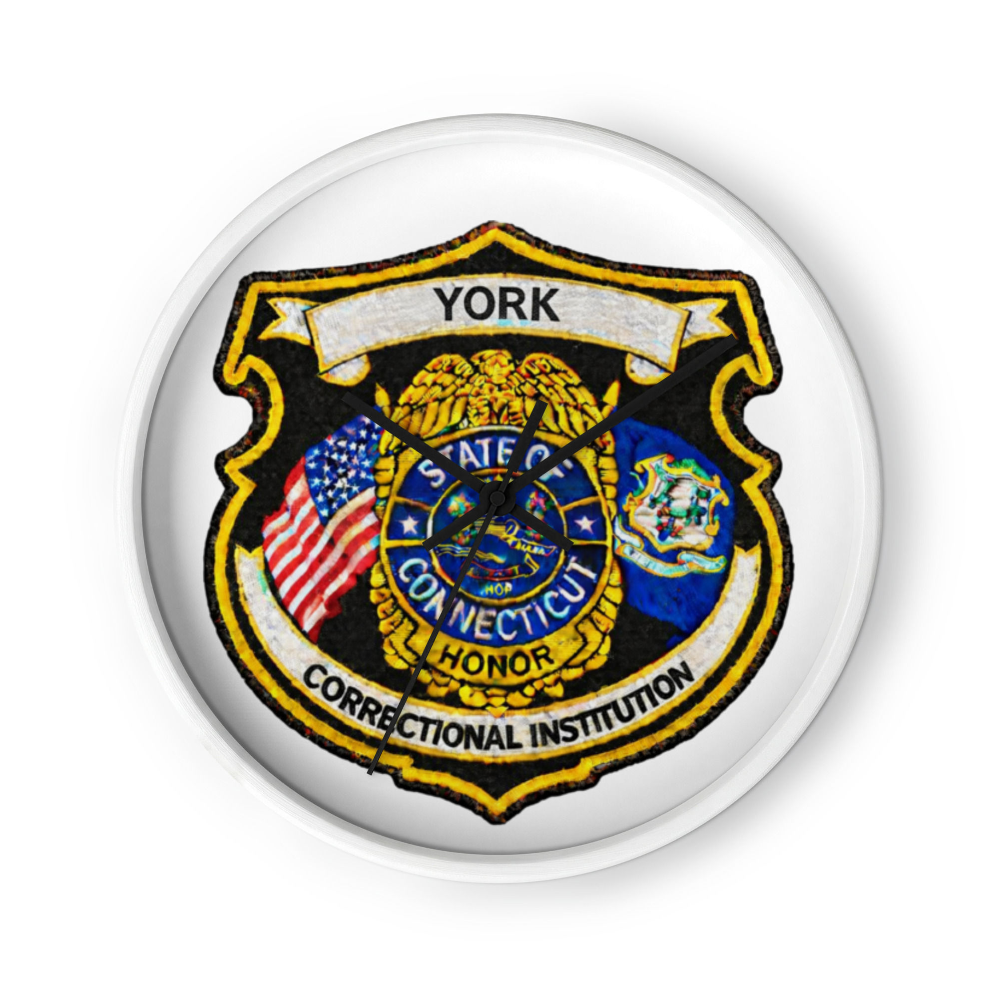CT DOC York CI White Wall Clock