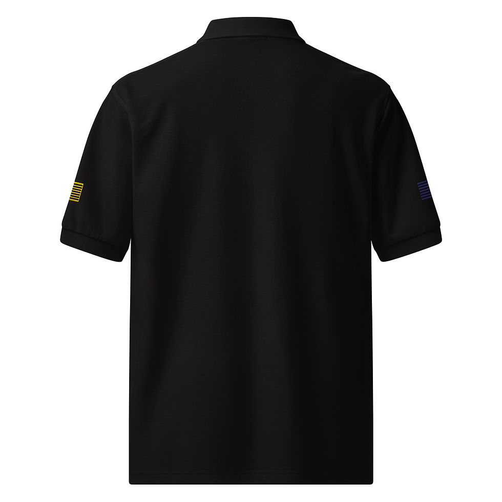 Thumbnail: Embroidered Patriotic Master C/O logo Gold/Navy Men's Premium Polo