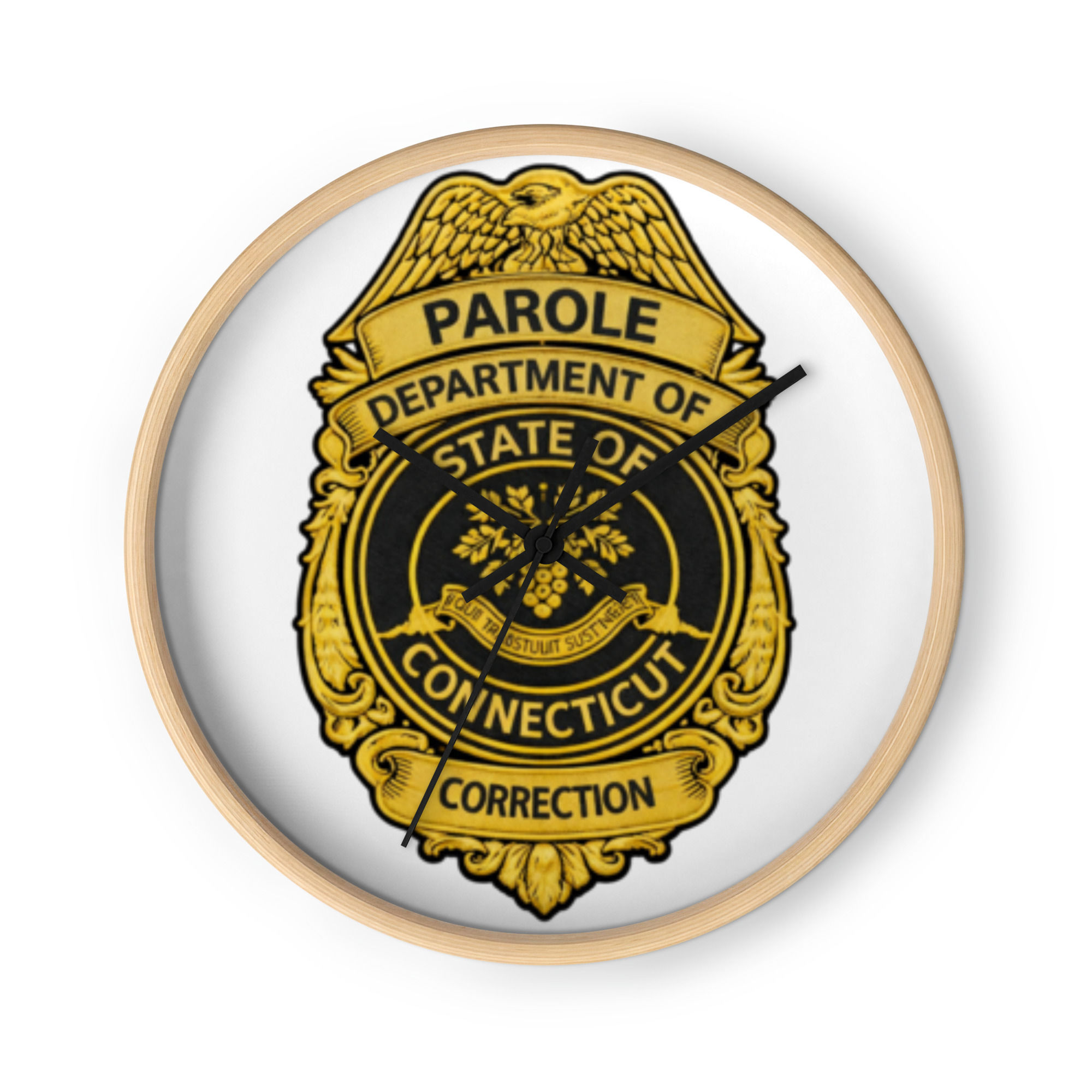 CT DOC Parole Badge White Wall Clock