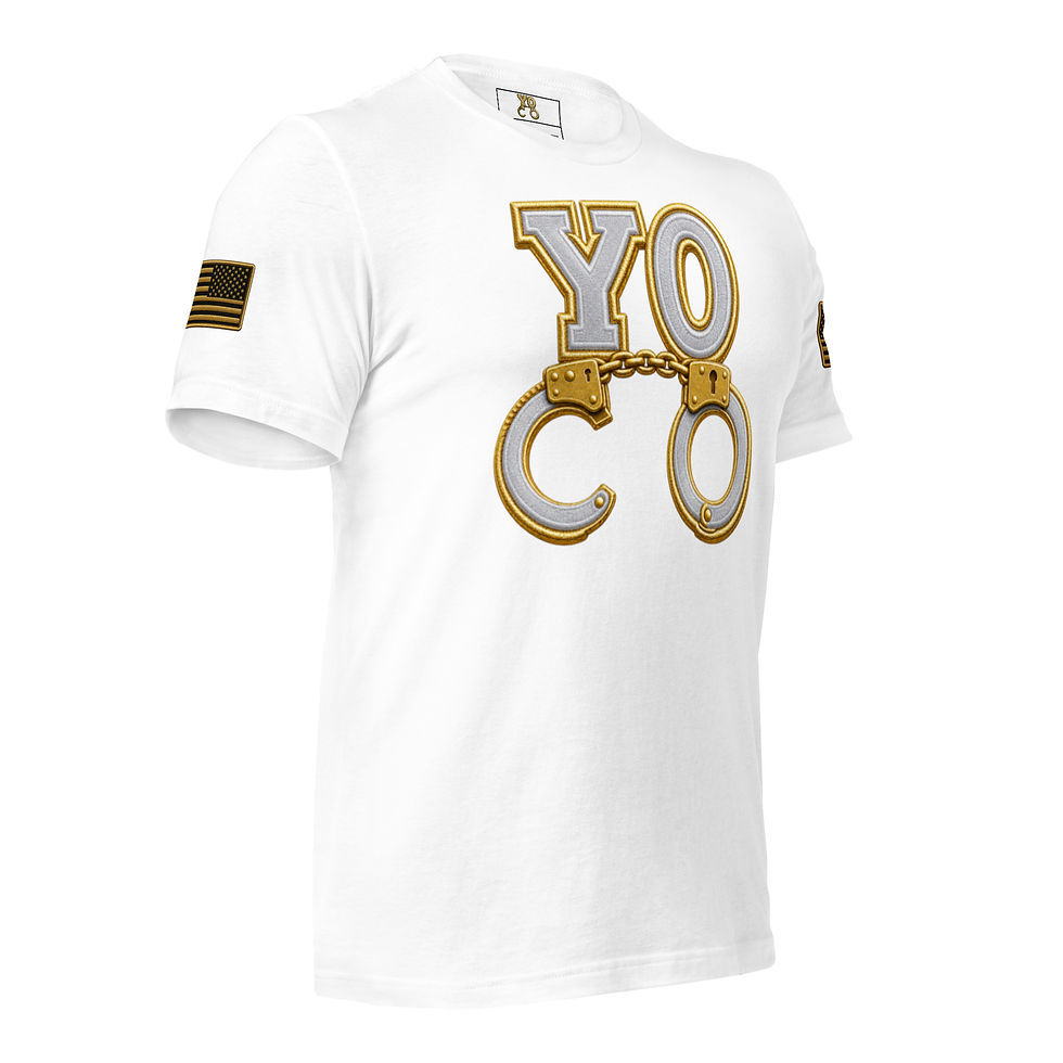 Thumbnail: YO C/O Silver/Gold logo Flag Unisex t-shirt