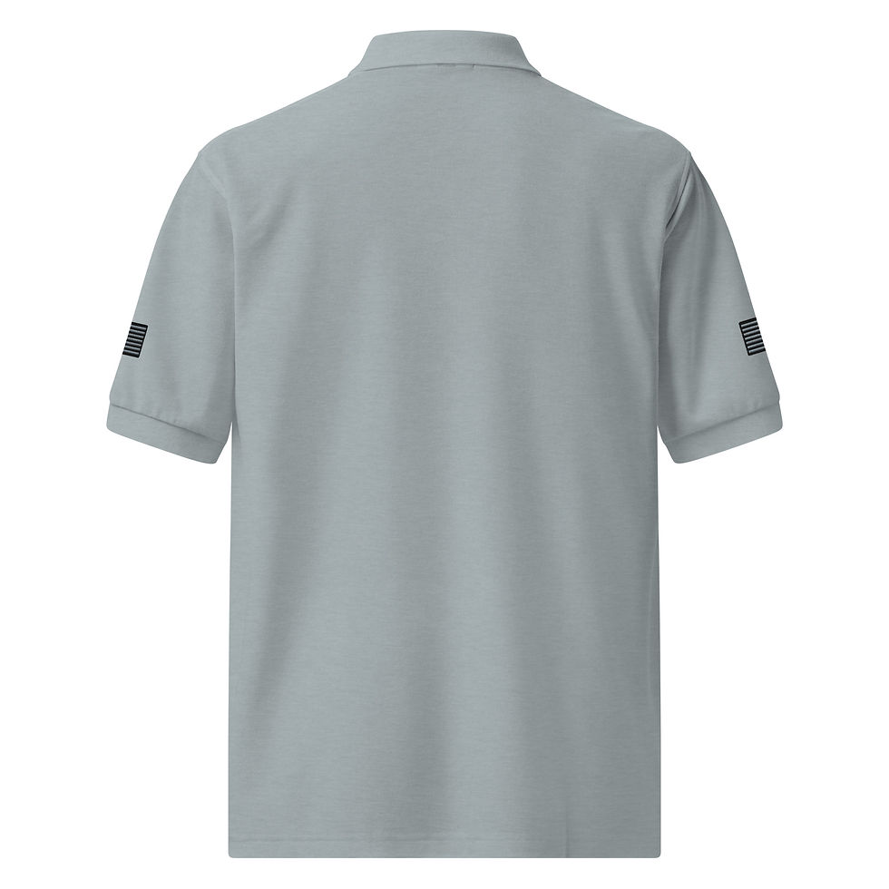 Thumbnail: Embroidered Patriotic Master C/O logo Silver/Black Men's Premium Polo