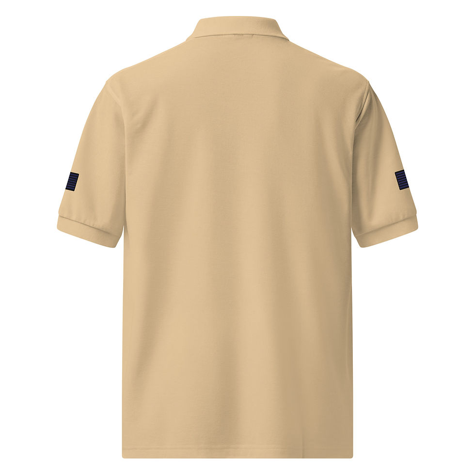 Thumbnail: Embroidered Patriotic Master C/O logo Navy/Black Men's Premium Polo