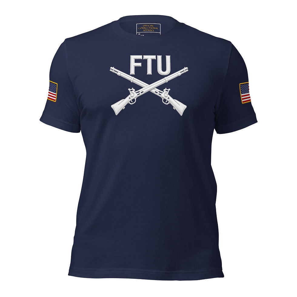 Thumbnail: Correctional Apparel FTU White FTU logo USA Flag Unisex T-Shirt