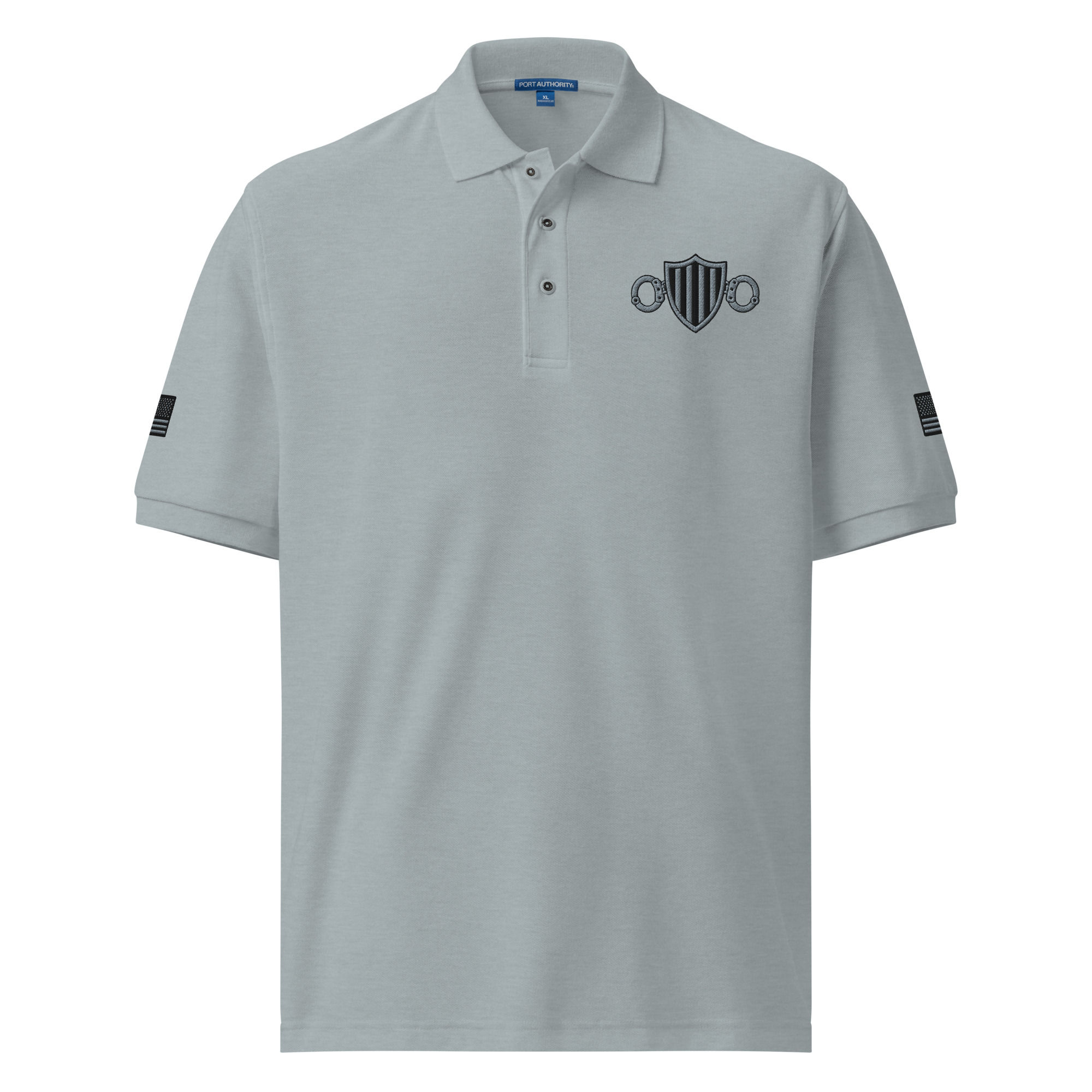Embroidered Patriotic Master C/O logo Silver/Black Men's Premium Polo