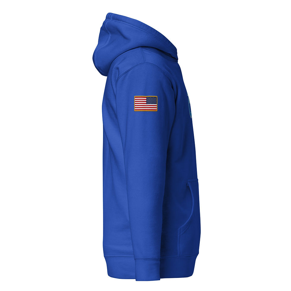 Thumbnail: YO C/O Retired Royal/Silver logo USA Flag Unisex Hoodie
