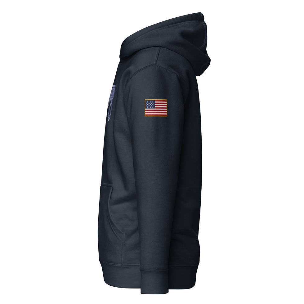 Thumbnail: YO C/O Retired Navy/Silver logo USA Flag Unisex Hoodie