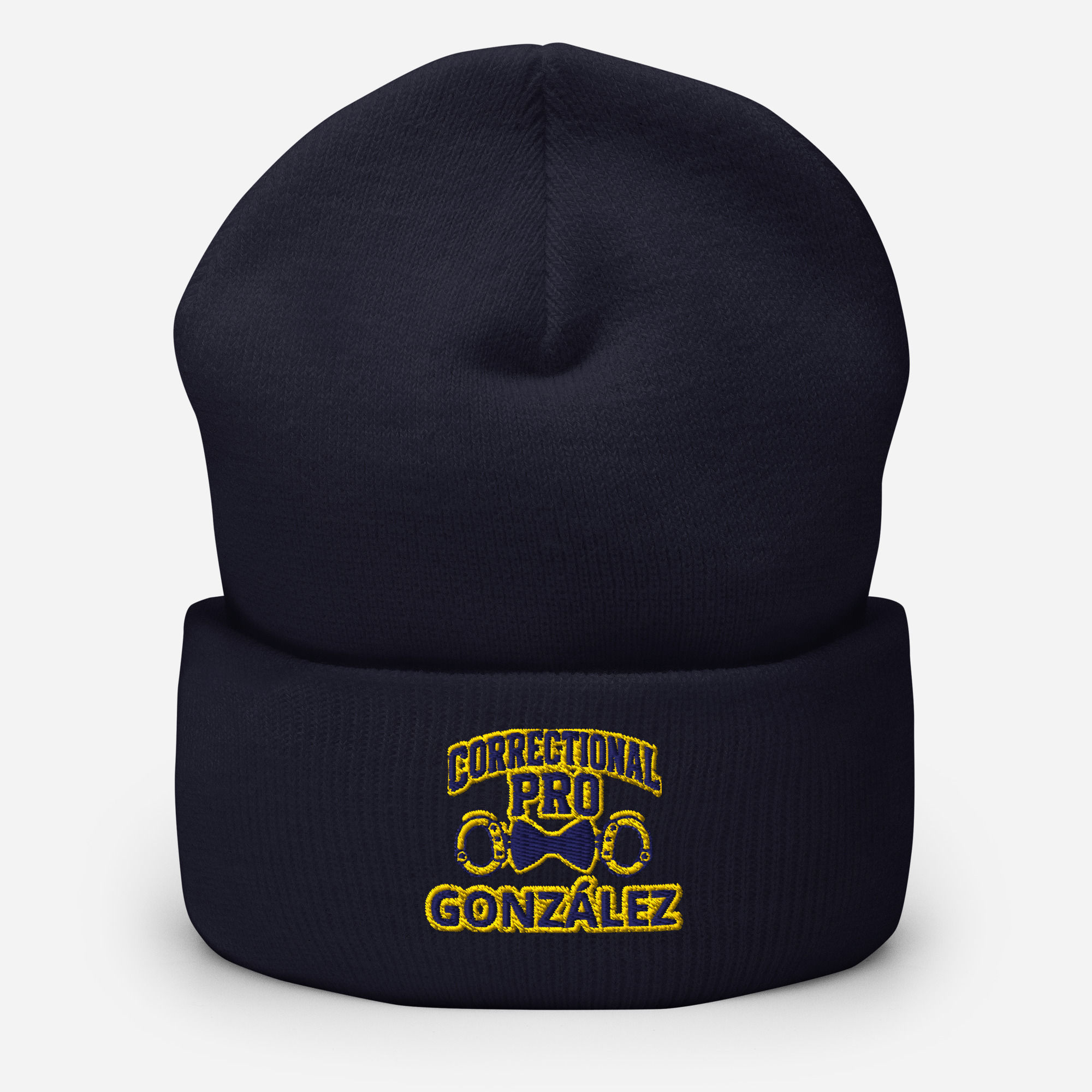 Personalized Navy/Gold Correctional Pro Cuffed Beanie