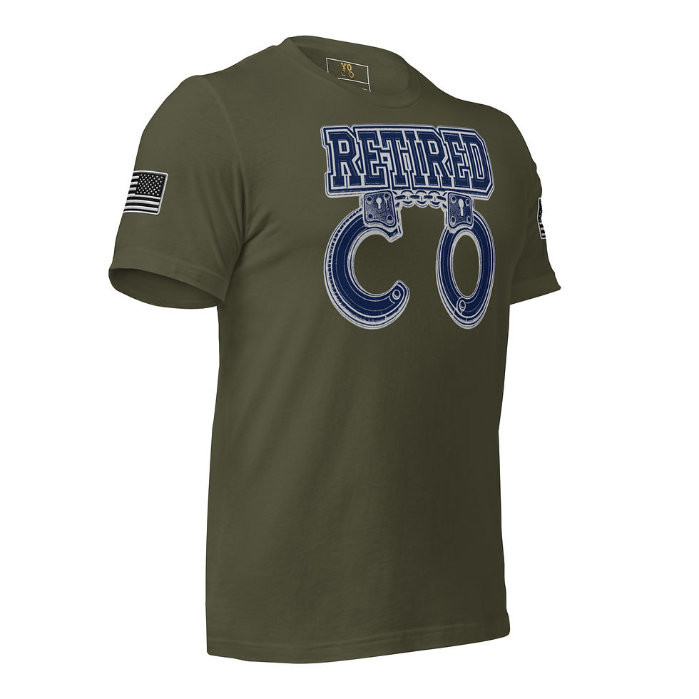Thumbnail: YO C/O Retired Navy/Silver logo Flag Unisex T-Shirt