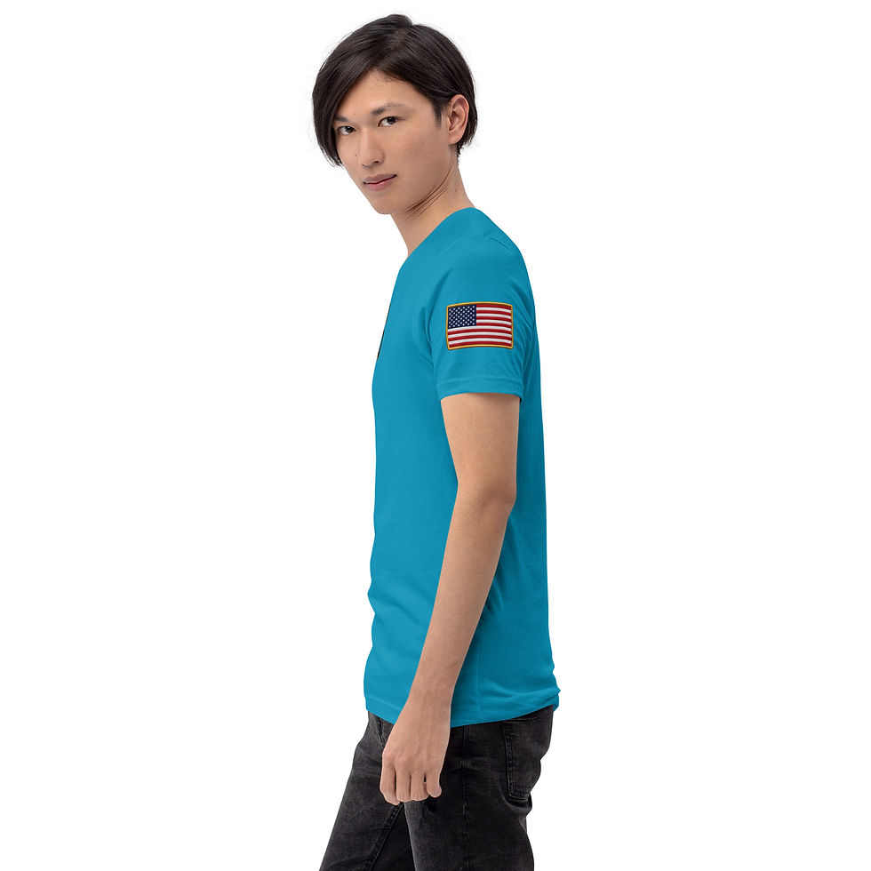 Thumbnail: YO C/O Retired Black/Gold logo USA Flag Unisex T-Shirt