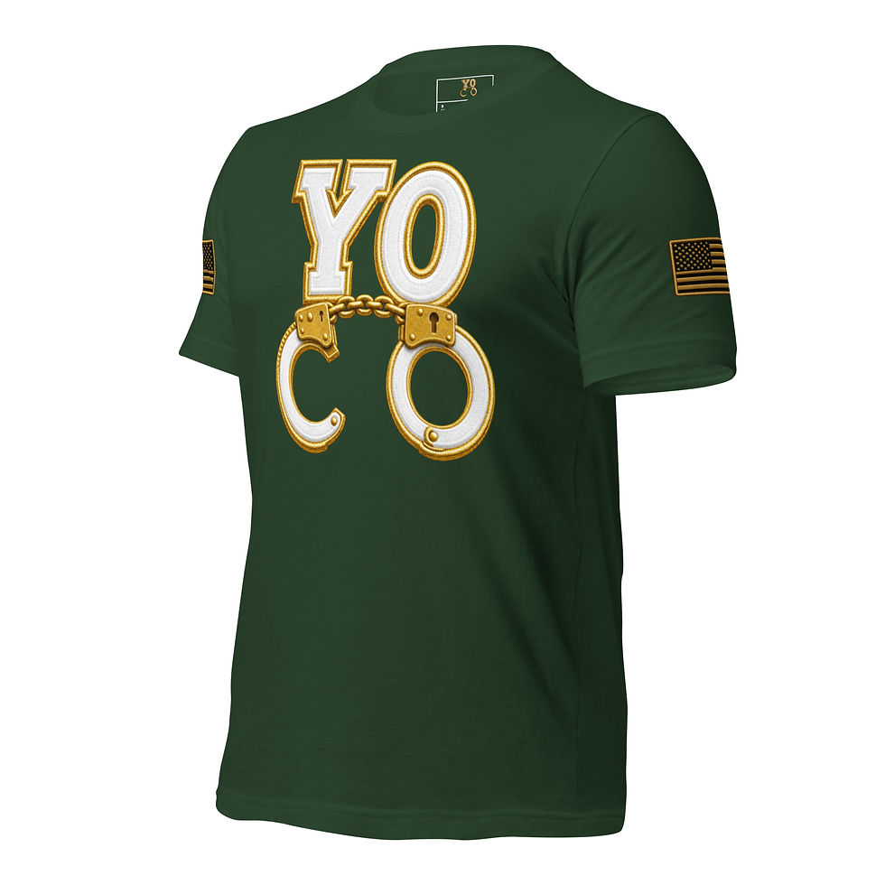 Thumbnail: YO C/O White/Gold logo Flag Unisex t-shirt