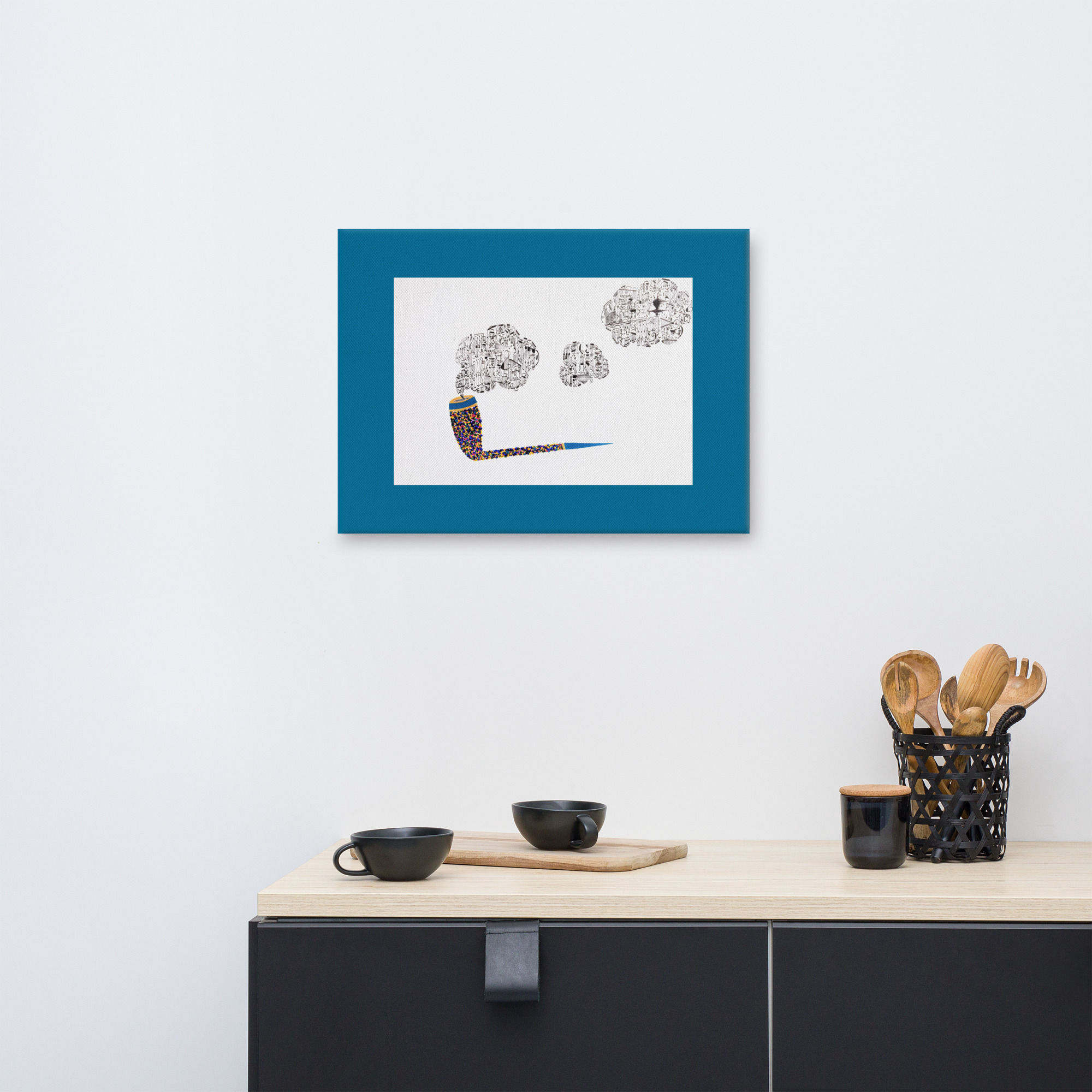 stampa su tela del quadro moderno astratto dal titolo pipa musicale 12 di gustave de la reine.