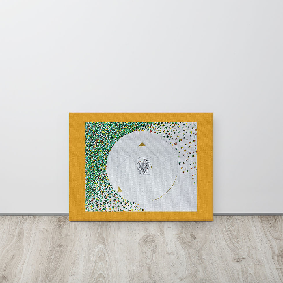Miniatura: Stampa su tela dal titolo Exagon. Quadro moderno di Gustave de la Reine. Grafica musicale astratta