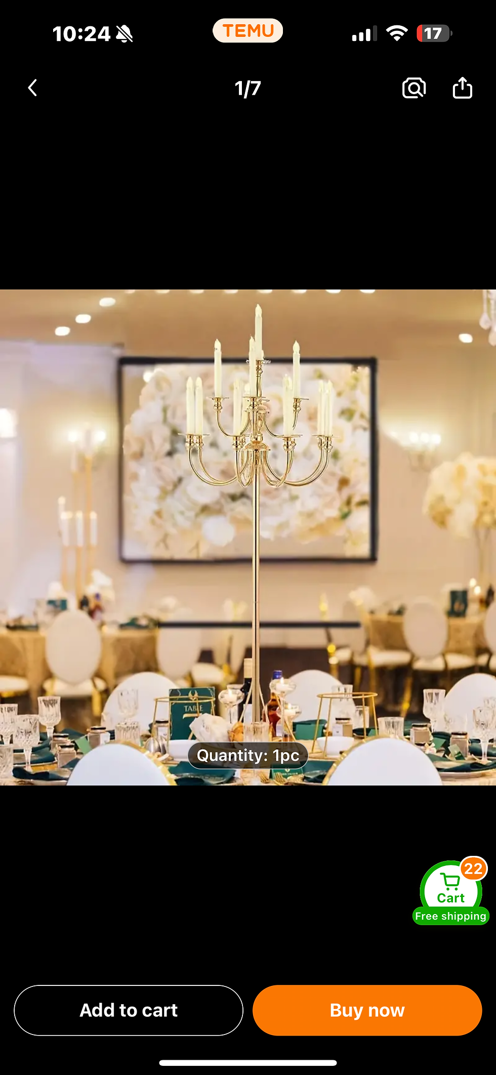Thumbnail: Golden Floor Candle Holder Candlestick