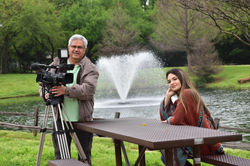 Ing. Jose Flores , Michelle Ruiz Miss Texas Latina 2015 en la Grabacion del video Cuando Volverán Ma