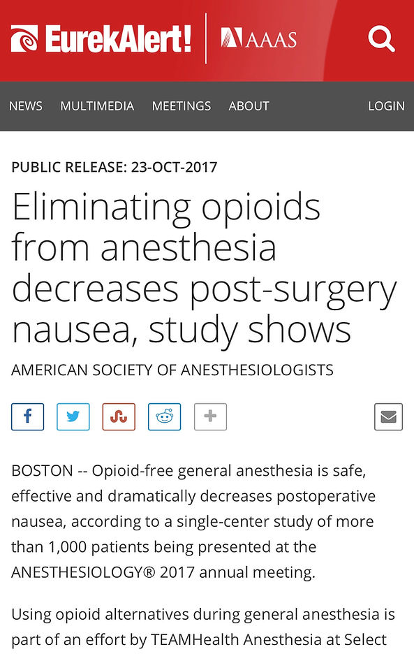 Eliminating opioids from anesthsia