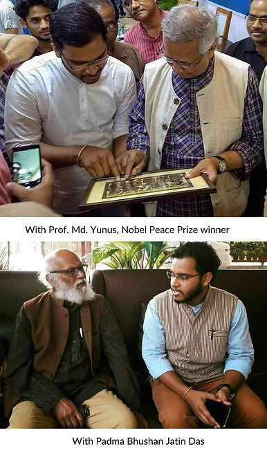 Maati Ghar founder Virendra Kumar with Md Yusuf and Padmabhushan Shri Jatin Das