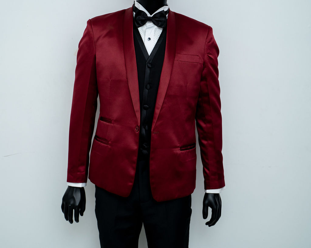 Burgundy Satin Tuxedo Jacket (Only)
