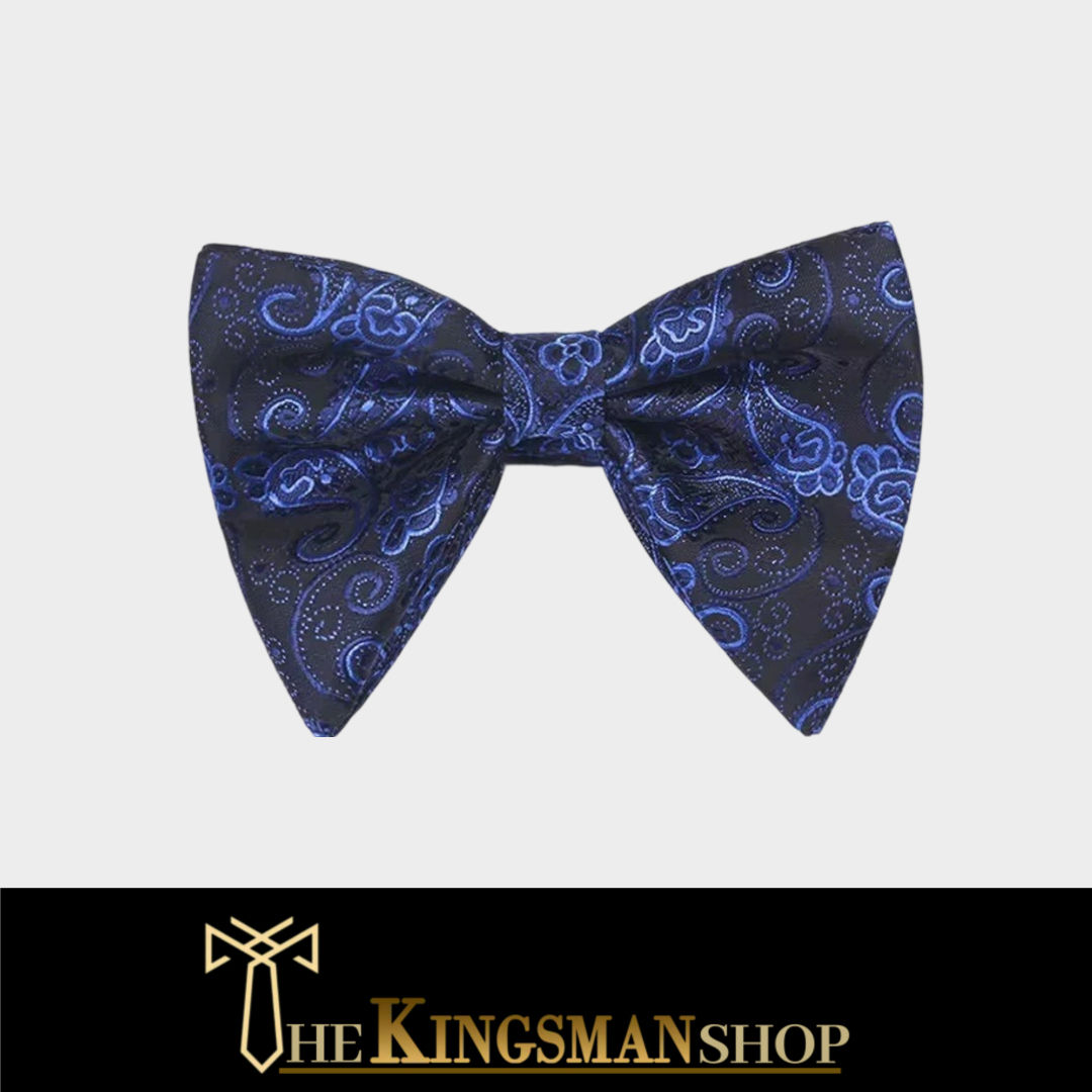 Navy and Black Paisley Jumbo Bowtie KC751342